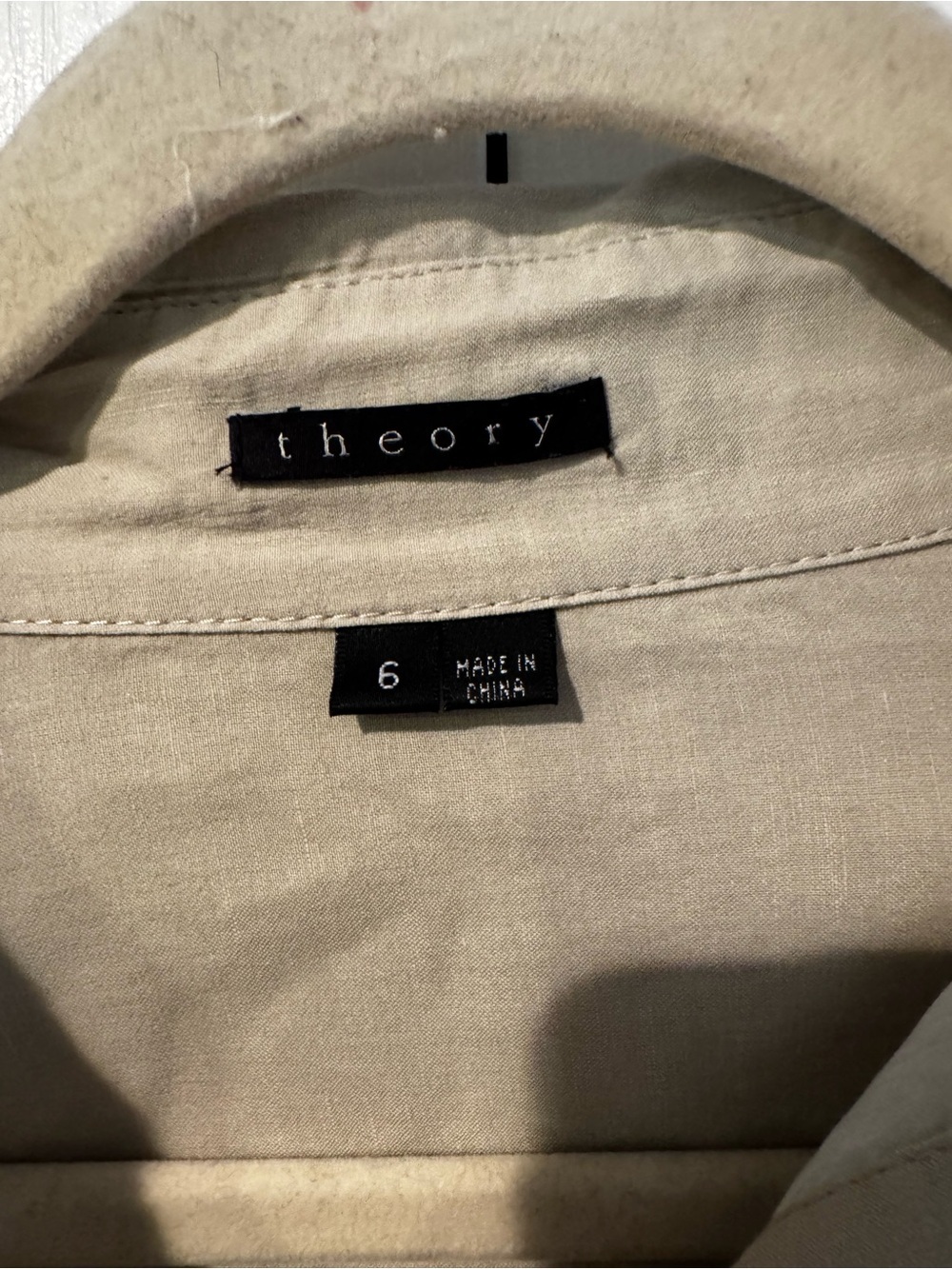 Theory Tan Linen Blend Botton Down Shift Dress - Size 6 - Picture 3 of 5
